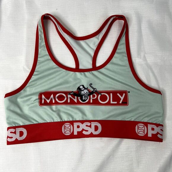WHERE PSD Monopoly Game Novelty Print Sports Bra Size Large - Picture 4 of 4